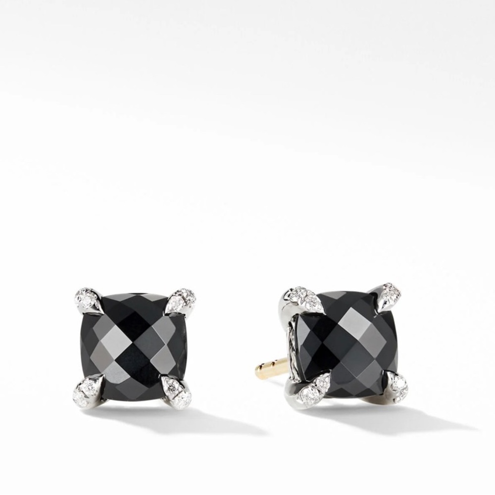 David Yurman Onyx and Diamond Stud Earrings
